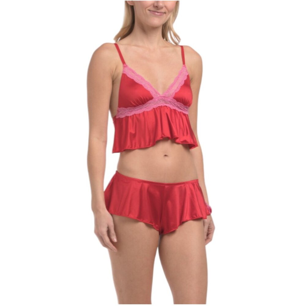 JUICY COUTURE 2pc Lace Trimmed Camisole And Shorts Set